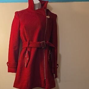 MICHAEL Michael Kors Red Trench Coat with Belt